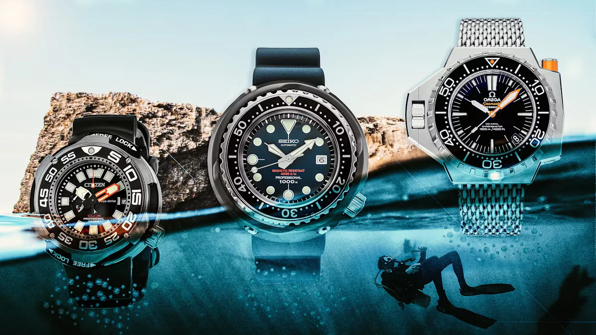 Collection of diver's watches designed for underwater use