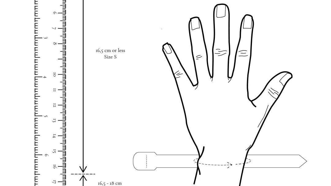 Printable wrist sizing chart for measuring wrist size