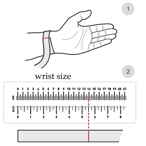 Printable wrist sizing chart for measuring wrist size