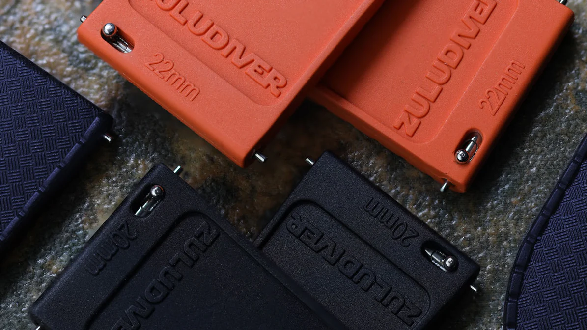 Close-up of quick-release silicone watch bands